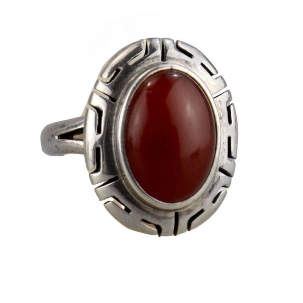 Vintage Native American sterling silver Carnelian ring size 7 .